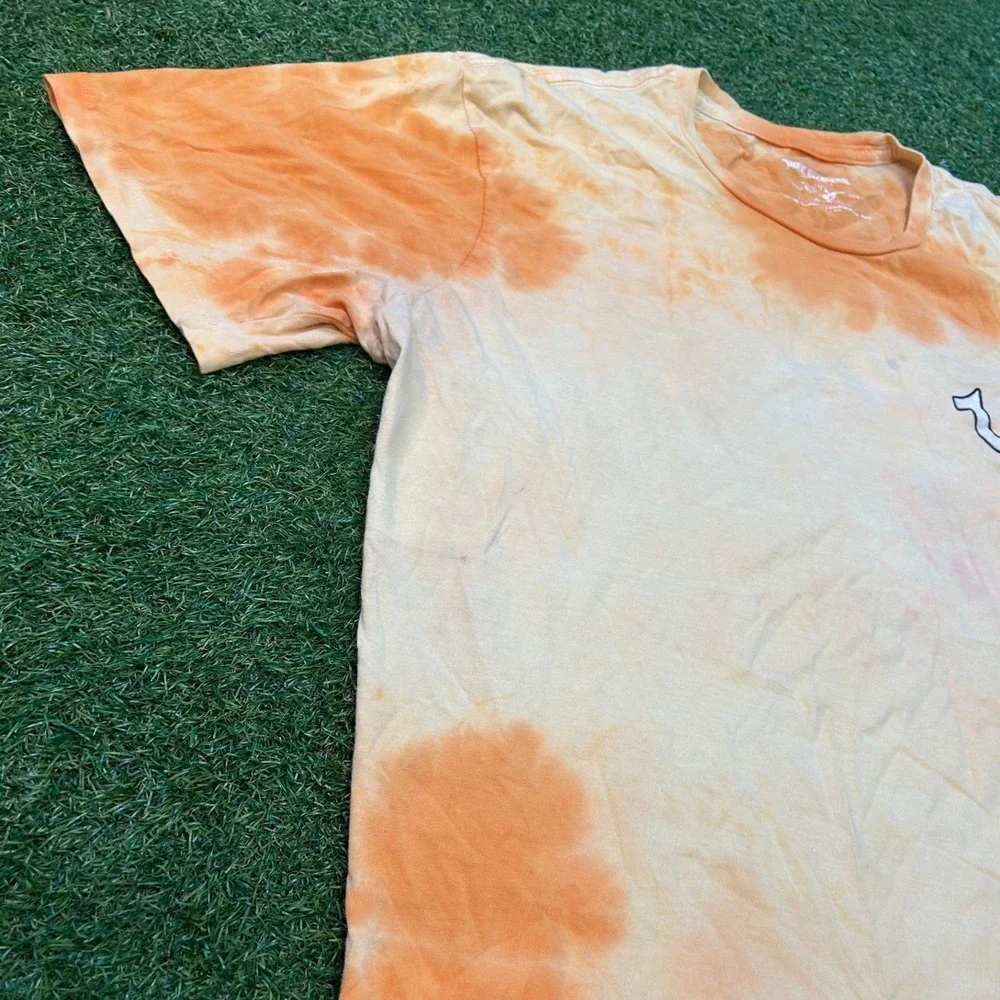 True Religion Mens Orange Tie Dye Buddha World Tour Graphic T-Shirt XL